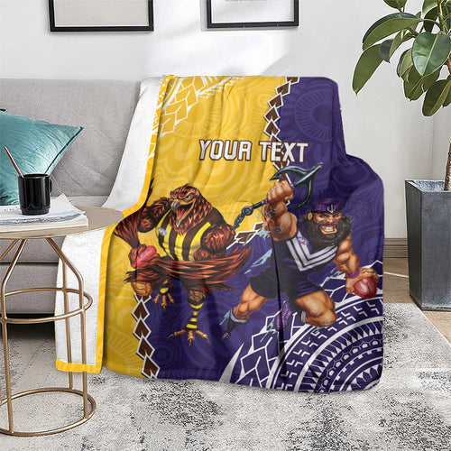 Custom Dockers And Hawks Football Blanket Aboriginal Mix Polynesian Pattern