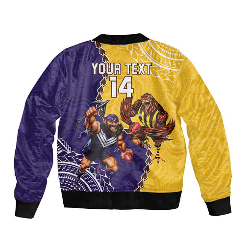 Custom Dockers And Hawks Football Bomber Jacket Aboriginal Mix Polynesian Pattern