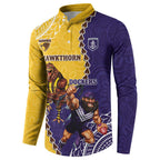 Custom Dockers And Hawks Football Button Sweatshirt Aboriginal Mix Polynesian Pattern