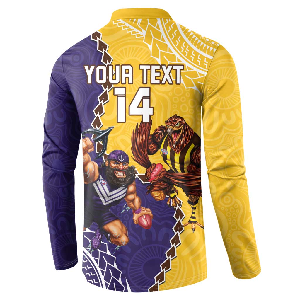 Custom Dockers And Hawks Football Button Sweatshirt Aboriginal Mix Polynesian Pattern