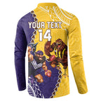Custom Dockers And Hawks Football Button Sweatshirt Aboriginal Mix Polynesian Pattern