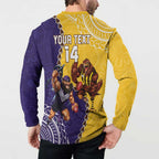Custom Dockers And Hawks Football Button Sweatshirt Aboriginal Mix Polynesian Pattern