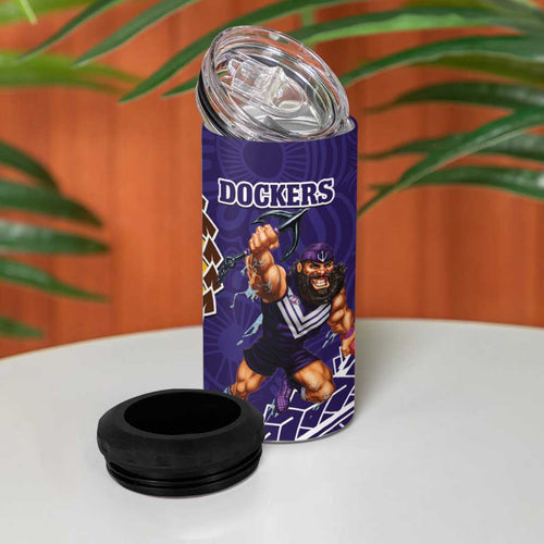 Dockers And Hawks Football 4 in 1 Can Cooler Tumbler Aboriginal Mix Polynesian Pattern