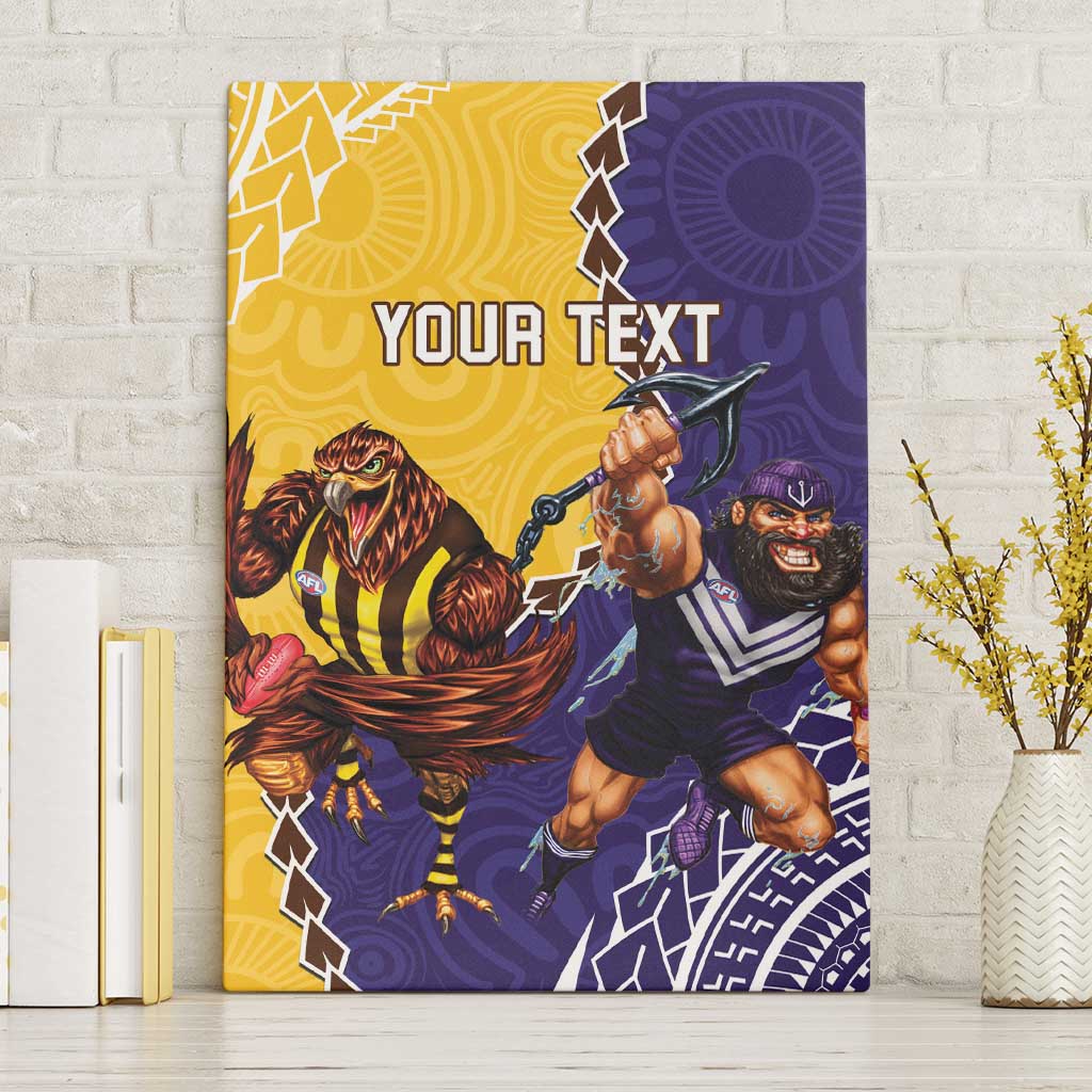 Custom Dockers And Hawks Football Canvas Wall Art Aboriginal Mix Polynesian Pattern