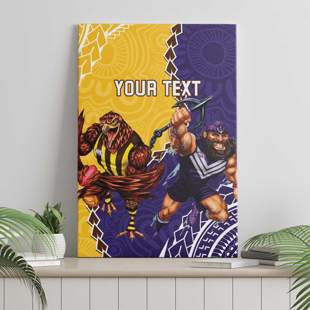 Custom Dockers And Hawks Football Canvas Wall Art Aboriginal Mix Polynesian Pattern