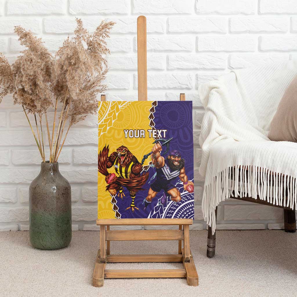 Custom Dockers And Hawks Football Canvas Wall Art Aboriginal Mix Polynesian Pattern