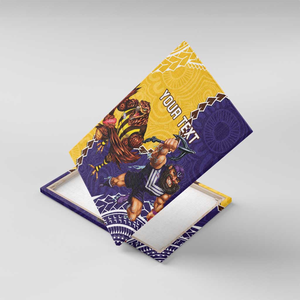 Custom Dockers And Hawks Football Canvas Wall Art Aboriginal Mix Polynesian Pattern