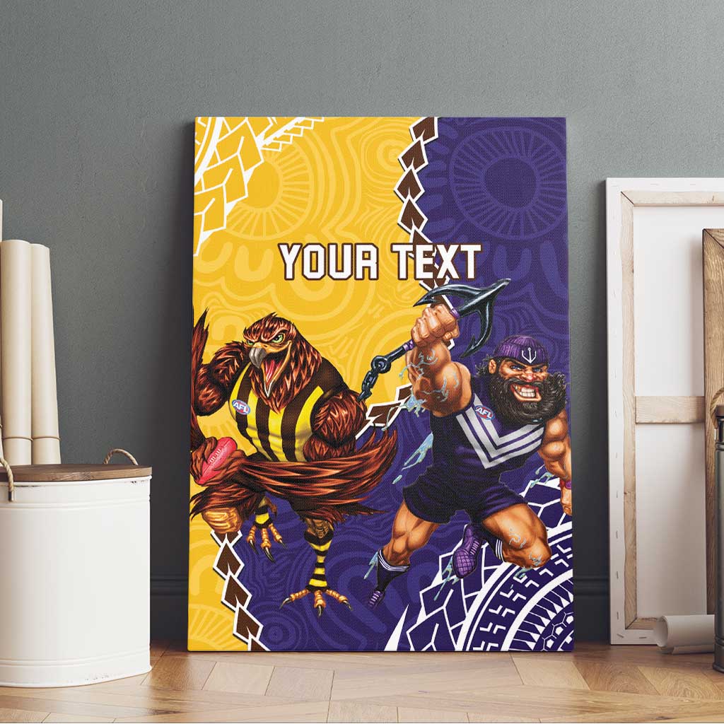 Custom Dockers And Hawks Football Canvas Wall Art Aboriginal Mix Polynesian Pattern