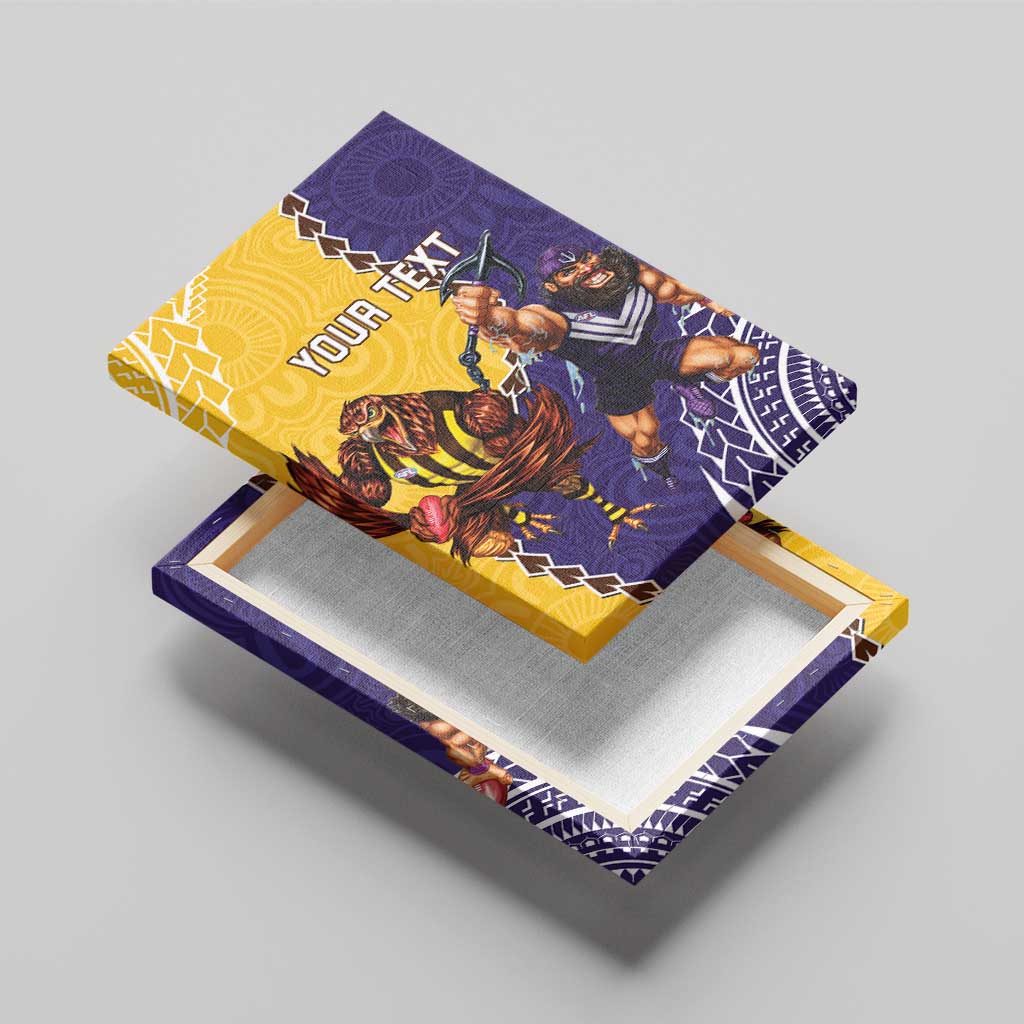 Custom Dockers And Hawks Football Canvas Wall Art Aboriginal Mix Polynesian Pattern