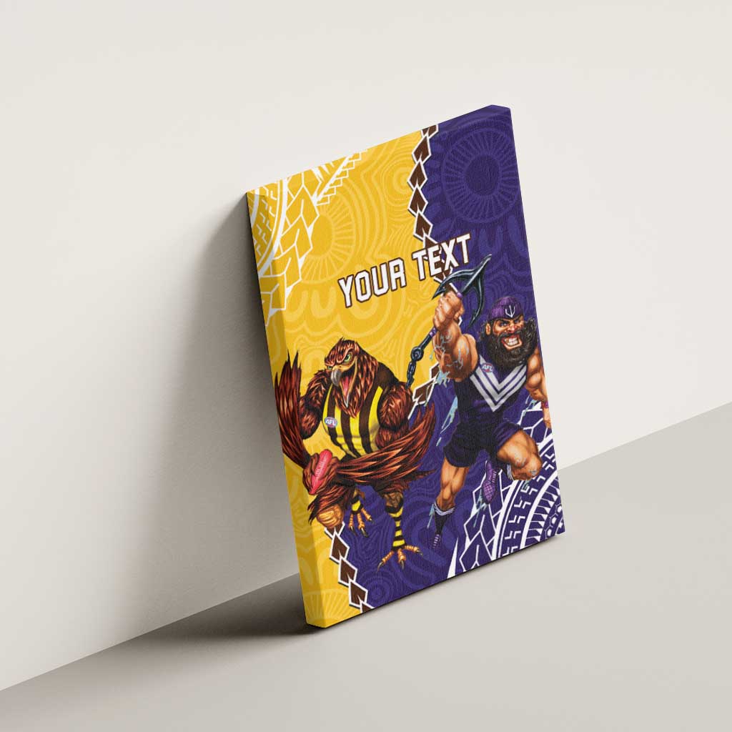 Custom Dockers And Hawks Football Canvas Wall Art Aboriginal Mix Polynesian Pattern