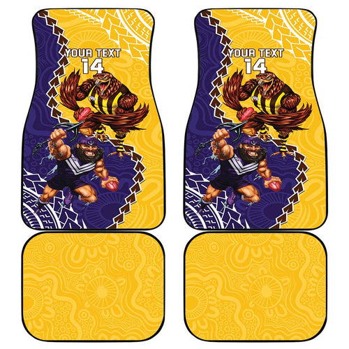 Custom Dockers And Hawks Football Car Mats Aboriginal Mix Polynesian Pattern