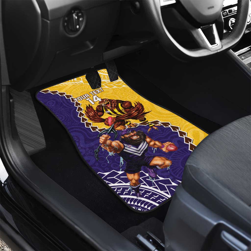 Custom Dockers And Hawks Football Car Mats Aboriginal Mix Polynesian Pattern