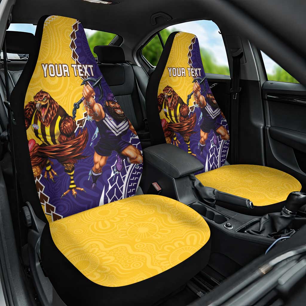 Custom Dockers And Hawks Football Car Seat Cover Aboriginal Mix Polynesian Pattern