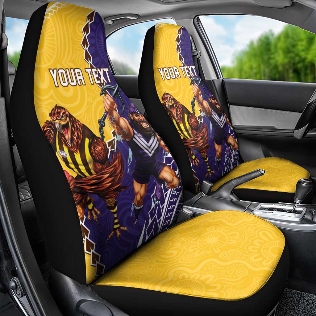 Custom Dockers And Hawks Football Car Seat Cover Aboriginal Mix Polynesian Pattern
