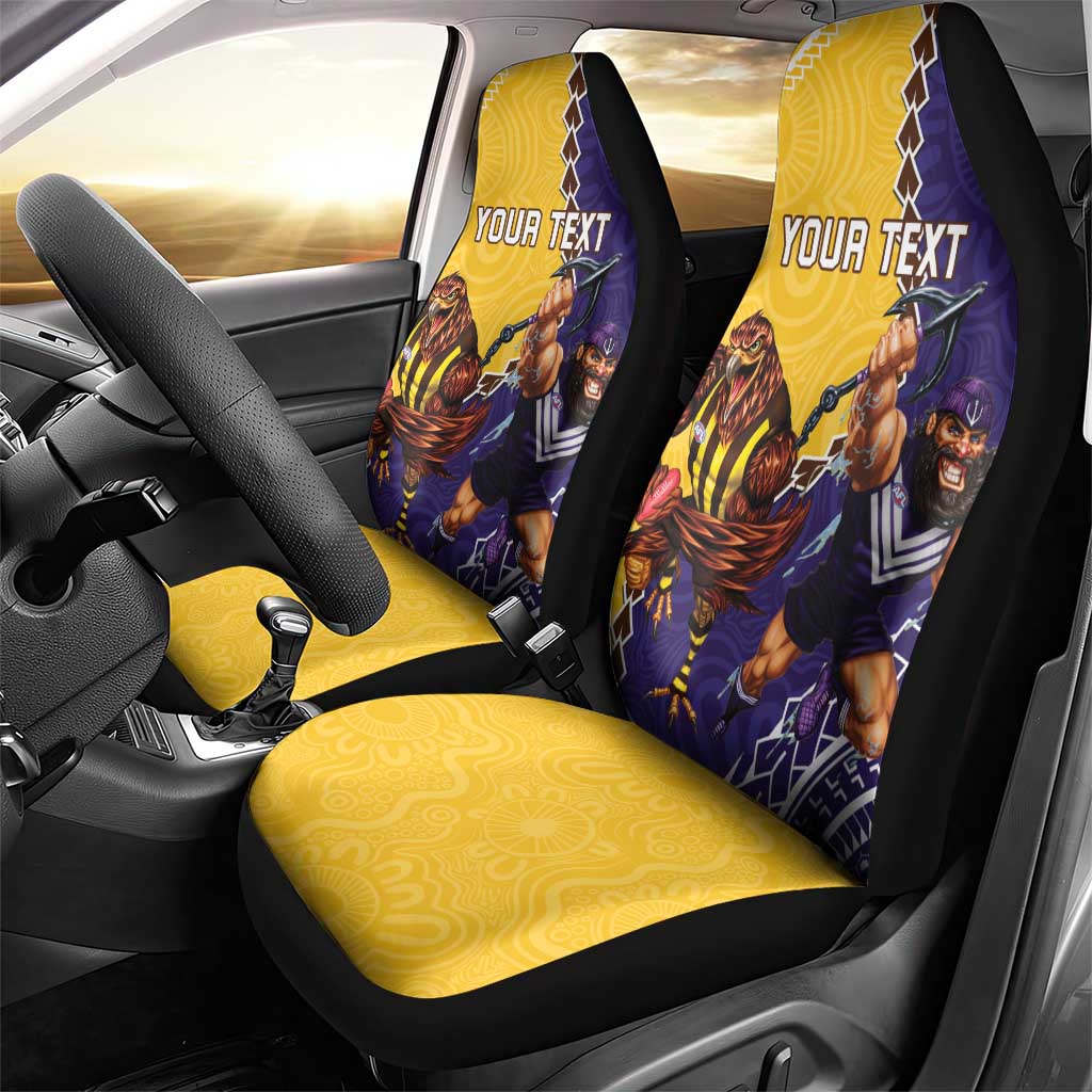 Custom Dockers And Hawks Football Car Seat Cover Aboriginal Mix Polynesian Pattern
