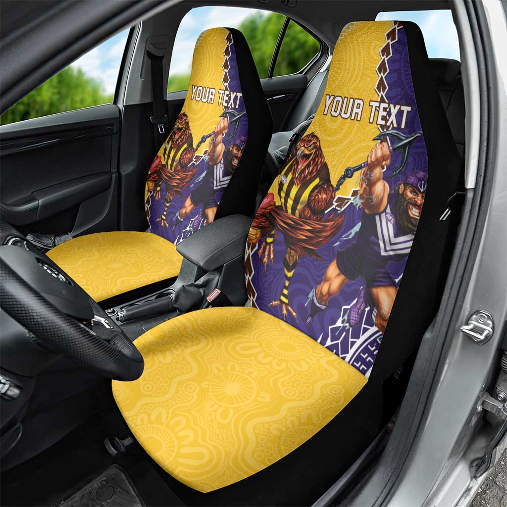 Custom Dockers And Hawks Football Car Seat Cover Aboriginal Mix Polynesian Pattern