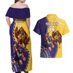 Custom Dockers And Hawks Football Couples Matching Off Shoulder Maxi Dress and Hawaiian Shirt Aboriginal Mix Polynesian Pattern