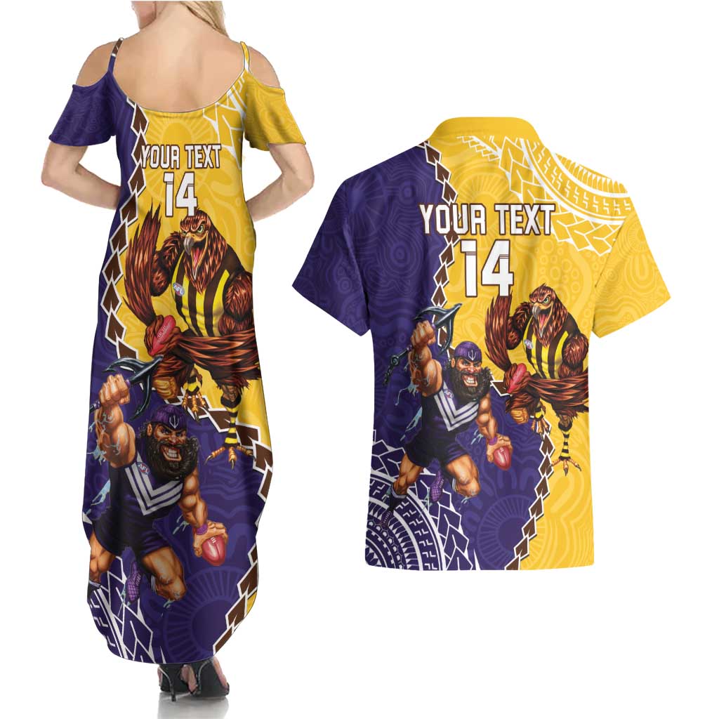 Custom Dockers And Hawks Football Couples Matching Summer Maxi Dress and Hawaiian Shirt Aboriginal Mix Polynesian Pattern