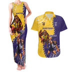 Custom Dockers And Hawks Football Couples Matching Tank Maxi Dress and Hawaiian Shirt Aboriginal Mix Polynesian Pattern