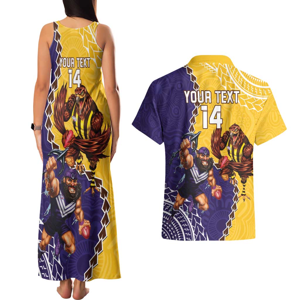 Custom Dockers And Hawks Football Couples Matching Tank Maxi Dress and Hawaiian Shirt Aboriginal Mix Polynesian Pattern