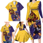 Custom Dockers And Hawks Football Family Matching Long Sleeve Bodycon Dress and Hawaiian Shirt Aboriginal Mix Polynesian Pattern