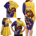 Custom Dockers And Hawks Football Family Matching Long Sleeve Bodycon Dress and Hawaiian Shirt Aboriginal Mix Polynesian Pattern