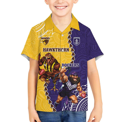 Custom Dockers And Hawks Football Family Matching Long Sleeve Bodycon Dress and Hawaiian Shirt Aboriginal Mix Polynesian Pattern