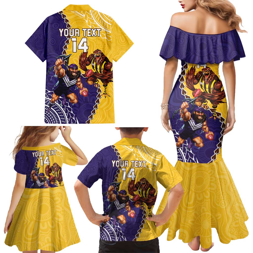 Custom Dockers And Hawks Football Family Matching Mermaid Dress and Hawaiian Shirt Aboriginal Mix Polynesian Pattern