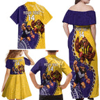 Custom Dockers And Hawks Football Family Matching Off Shoulder Maxi Dress and Hawaiian Shirt Aboriginal Mix Polynesian Pattern