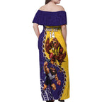 Custom Dockers And Hawks Football Family Matching Off Shoulder Maxi Dress and Hawaiian Shirt Aboriginal Mix Polynesian Pattern