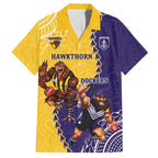 Custom Dockers And Hawks Football Family Matching Off Shoulder Short Dress and Hawaiian Shirt Aboriginal Mix Polynesian Pattern