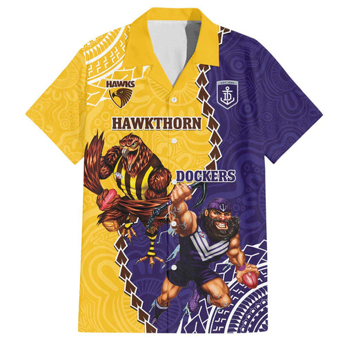 Custom Dockers And Hawks Football Family Matching Puletasi and Hawaiian Shirt Aboriginal Mix Polynesian Pattern