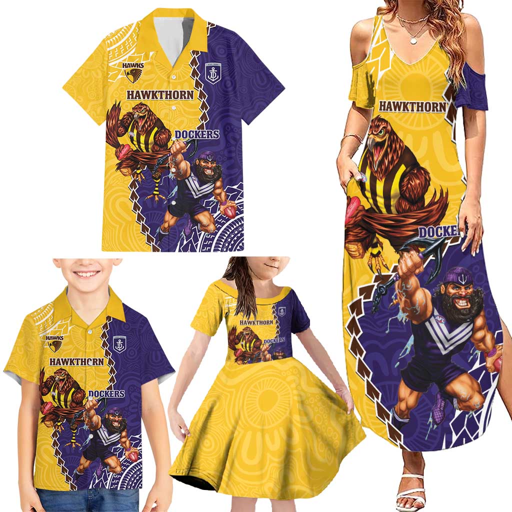 Custom Dockers And Hawks Football Family Matching Summer Maxi Dress and Hawaiian Shirt Aboriginal Mix Polynesian Pattern