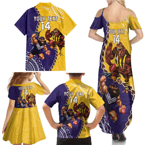 Custom Dockers And Hawks Football Family Matching Summer Maxi Dress and Hawaiian Shirt Aboriginal Mix Polynesian Pattern