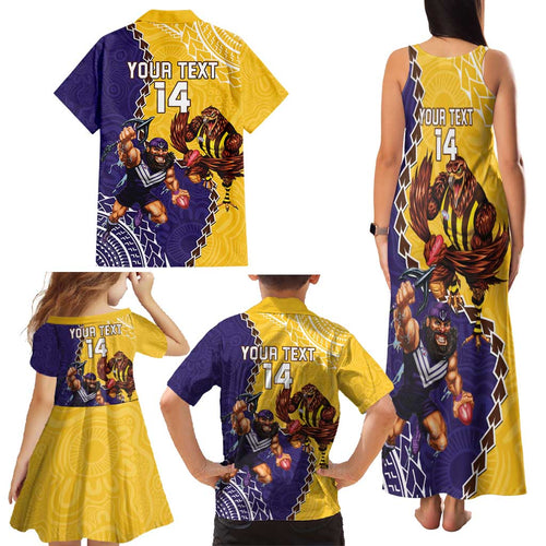 Custom Dockers And Hawks Football Family Matching Tank Maxi Dress and Hawaiian Shirt Aboriginal Mix Polynesian Pattern