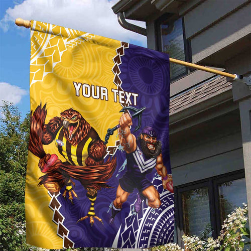 Custom Dockers And Hawks Football Garden Flag Aboriginal Mix Polynesian Pattern