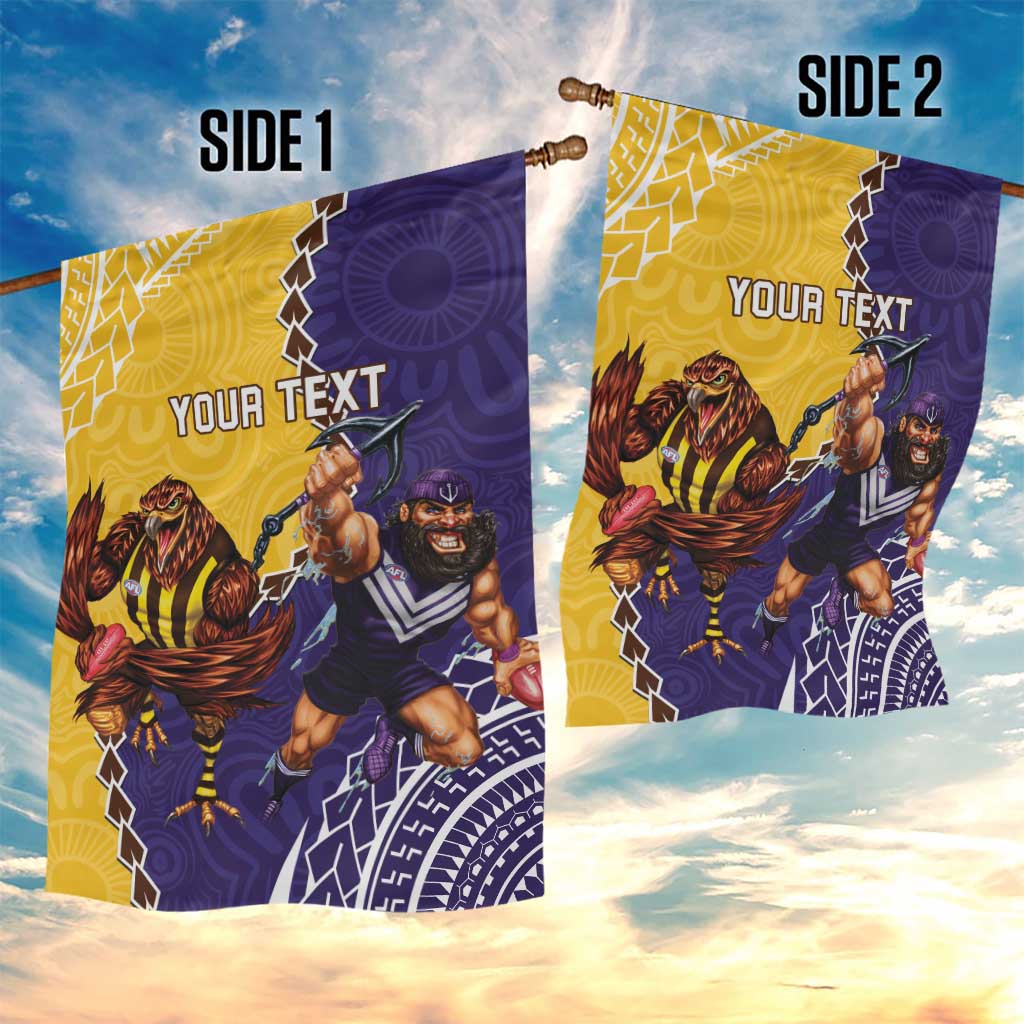 Custom Dockers And Hawks Football Garden Flag Aboriginal Mix Polynesian Pattern