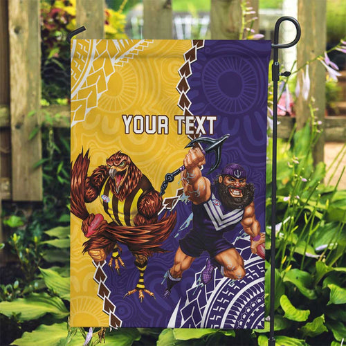 Custom Dockers And Hawks Football Garden Flag Aboriginal Mix Polynesian Pattern