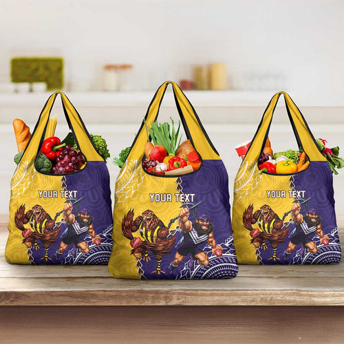 Custom Dockers And Hawks Football Grocery Bag Aboriginal Mix Polynesian Pattern