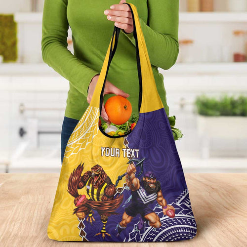 Custom Dockers And Hawks Football Grocery Bag Aboriginal Mix Polynesian Pattern