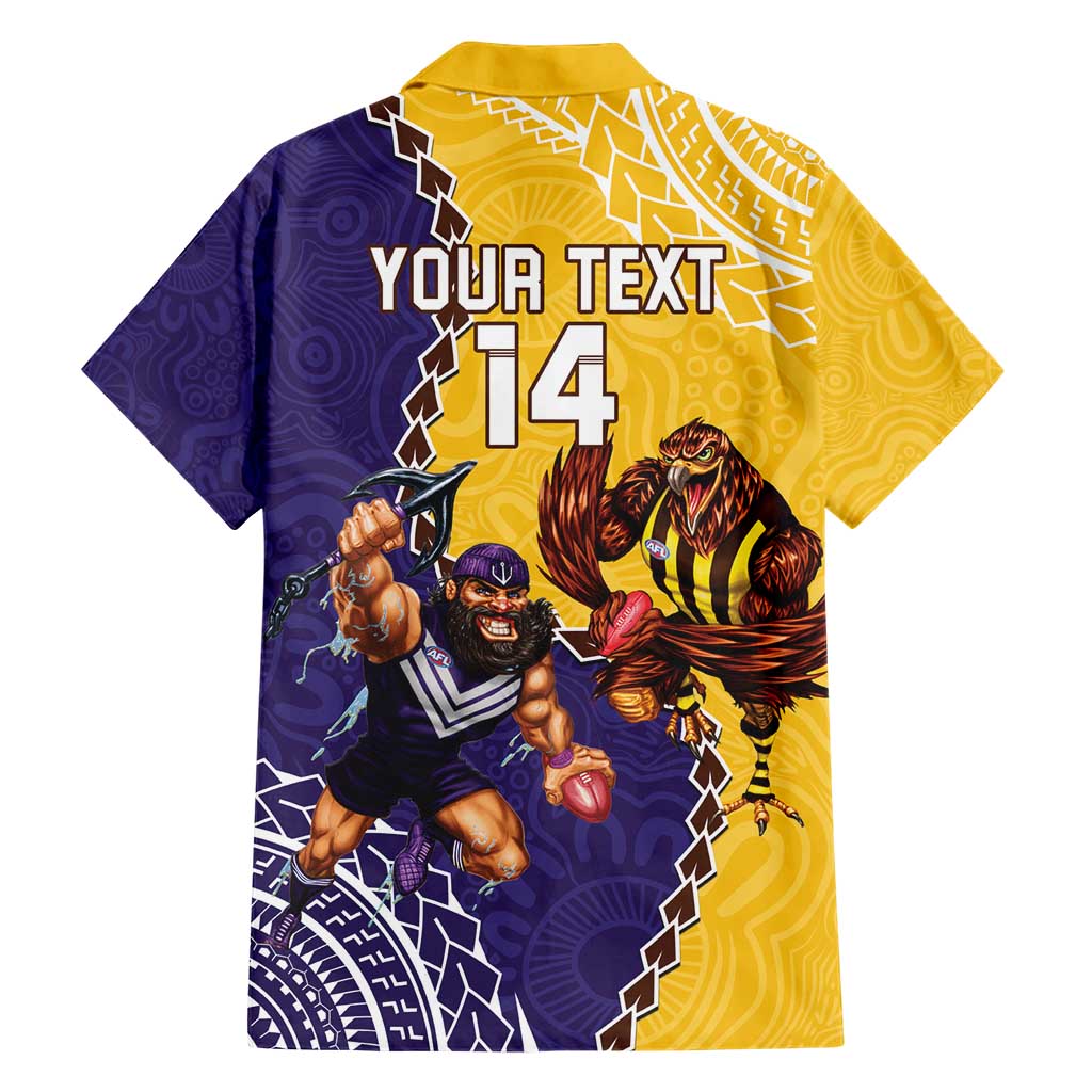 Custom Dockers And Hawks Football Hawaiian Shirt Aboriginal Mix Polynesian Pattern