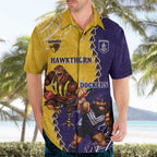 Custom Dockers And Hawks Football Hawaiian Shirt Aboriginal Mix Polynesian Pattern