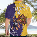 Custom Dockers And Hawks Football Hawaiian Shirt Aboriginal Mix Polynesian Pattern