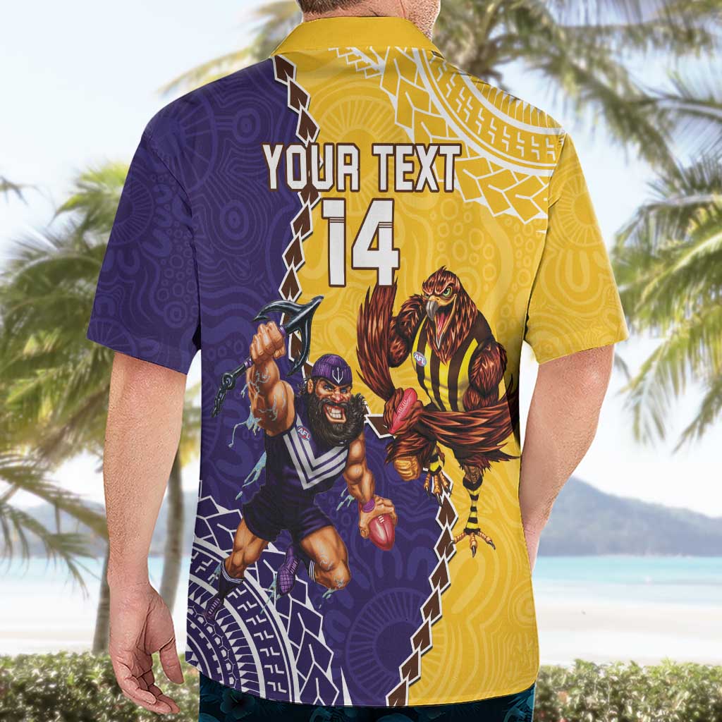 Custom Dockers And Hawks Football Hawaiian Shirt Aboriginal Mix Polynesian Pattern