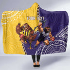 Custom Dockers And Hawks Football Hooded Blanket Aboriginal Mix Polynesian Pattern