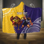 Custom Dockers And Hawks Football Hooded Blanket Aboriginal Mix Polynesian Pattern
