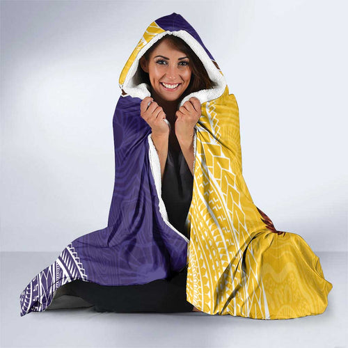 Custom Dockers And Hawks Football Hooded Blanket Aboriginal Mix Polynesian Pattern