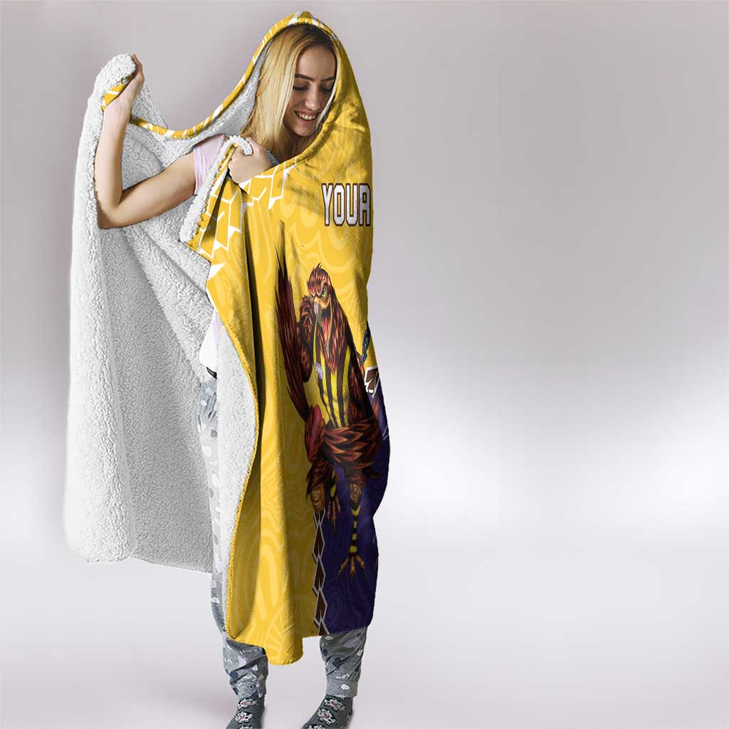 Custom Dockers And Hawks Football Hooded Blanket Aboriginal Mix Polynesian Pattern