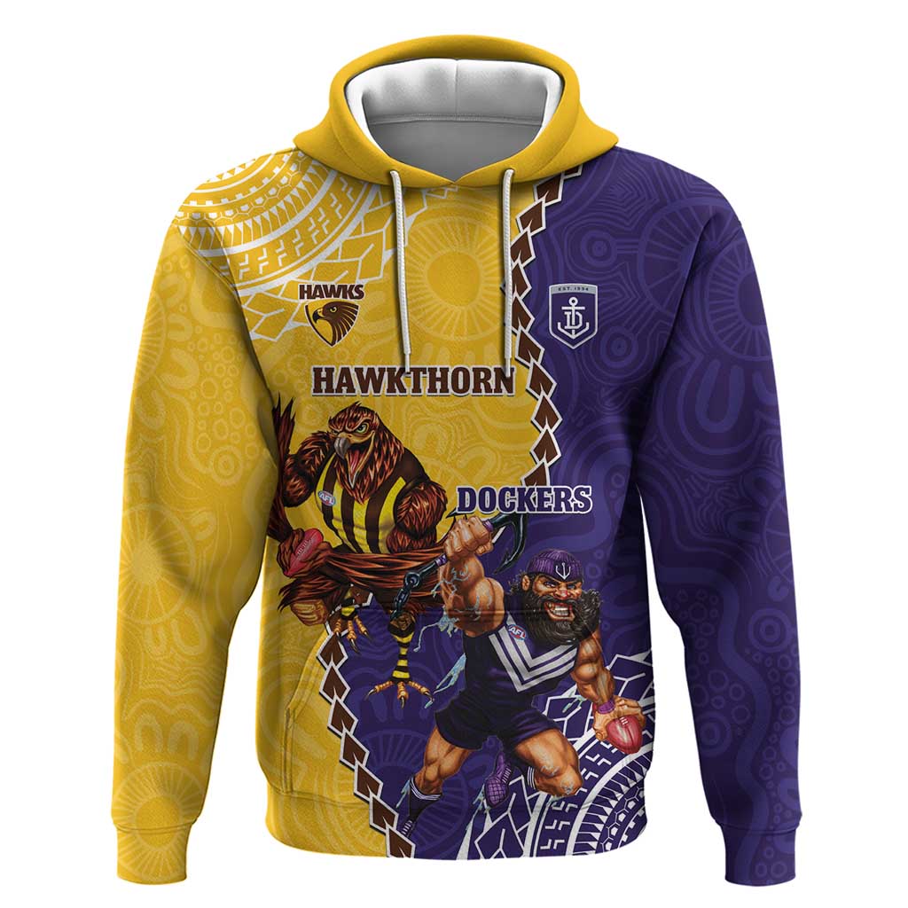 Custom Dockers And Hawks Football Hoodie Aboriginal Mix Polynesian Pattern