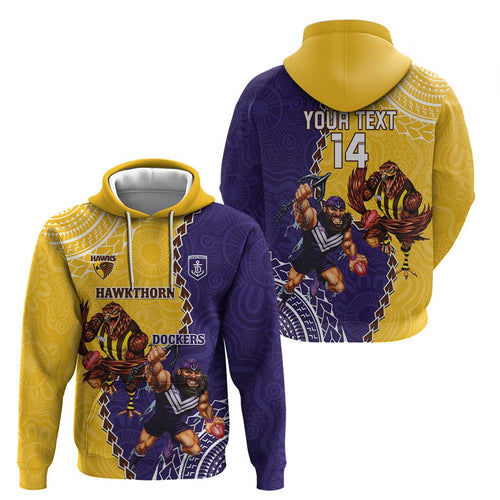 Custom Dockers And Hawks Football Hoodie Aboriginal Mix Polynesian Pattern